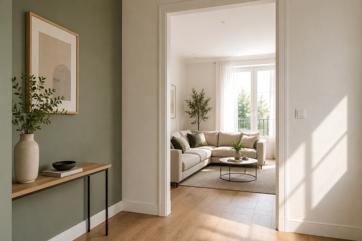 Intérieur rénové avec des murs fraîchement peints